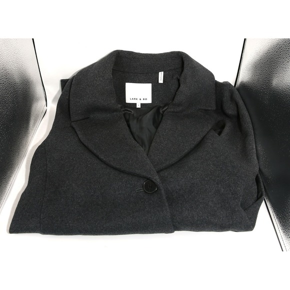 Lark & Ro Jackets & Blazers - Lark & Ro Women's Single Breasted Shawl Collar Coat, Charcoal, Size 2
